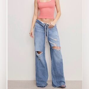 NWT Good American Good Ease Relaxed 2/26 Wide Leg Jeans
